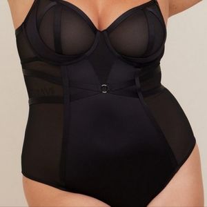 Black strappy/mesh body suit